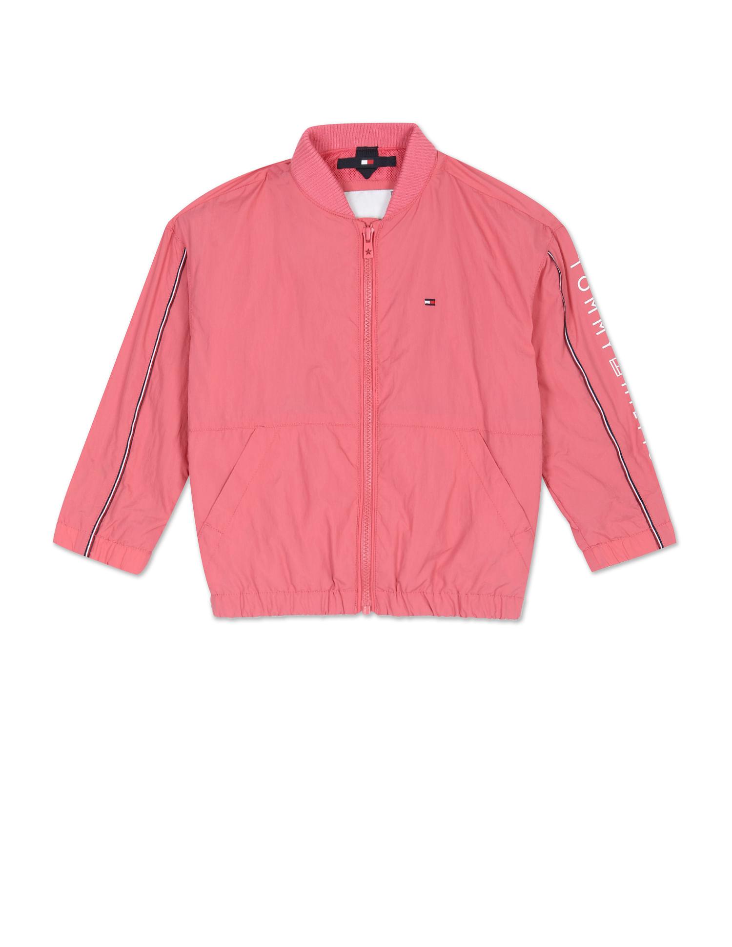 girls pink essential solid bomber jacket