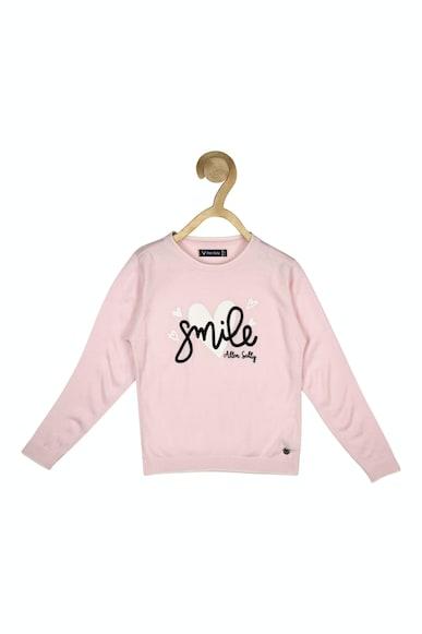 girls pink graphic print regular fit sweater