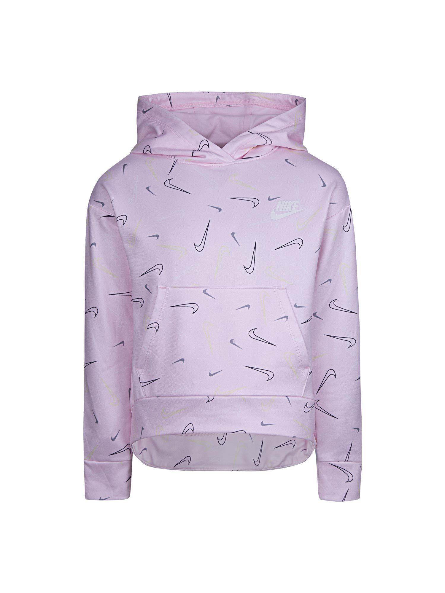 girls pink printed hoodie