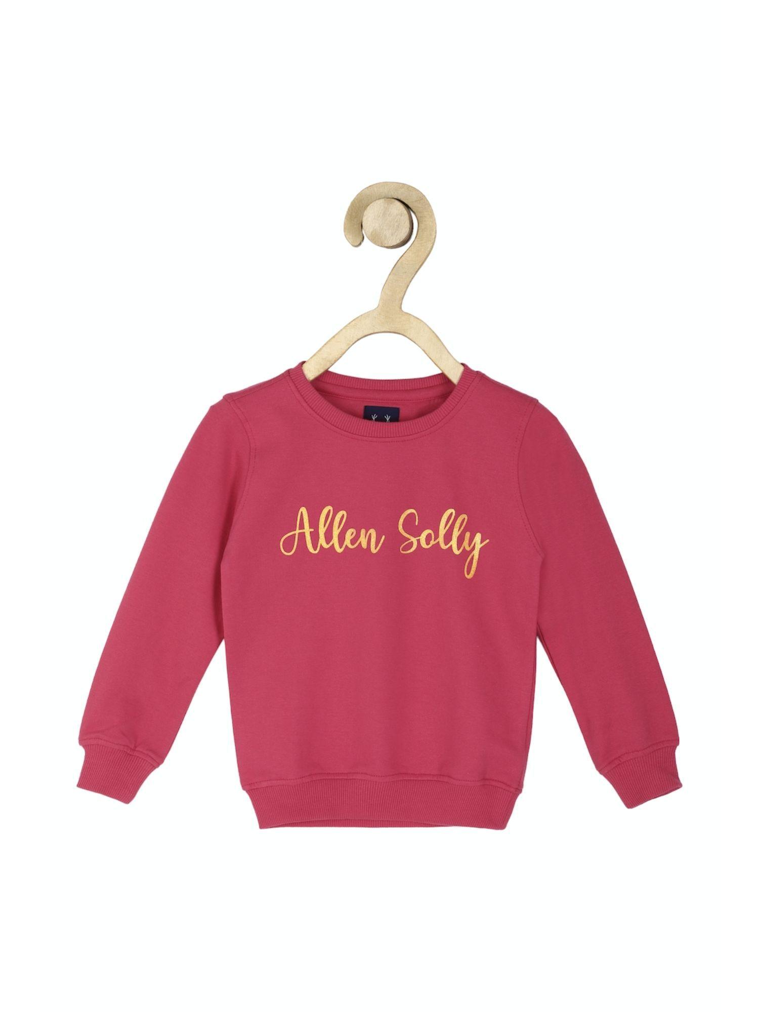 girls pink printed regular fit sweatshirt