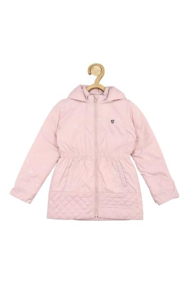 girls pink solid regular fit jacket
