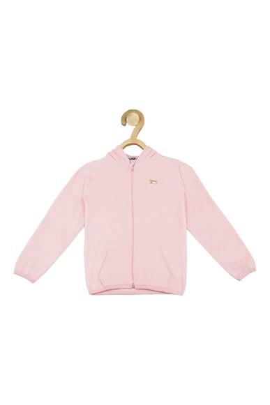 girls pink solid regular fit sweatshirt