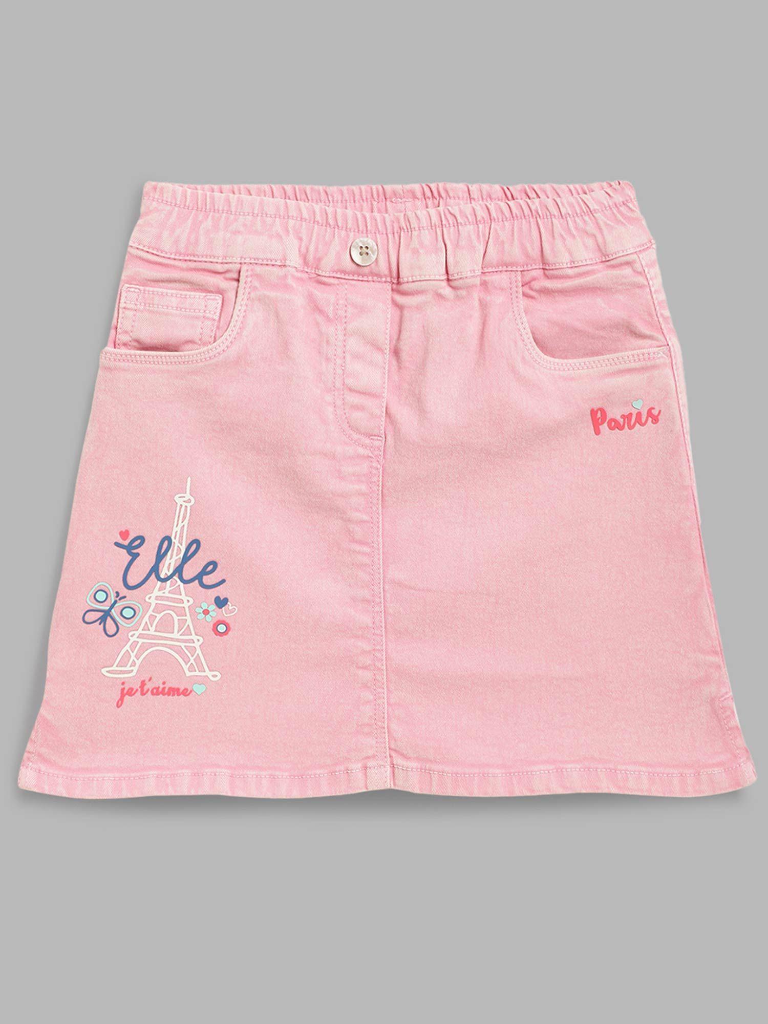 girls pink solid skirt