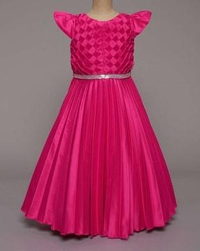 girls pleated gown with belt