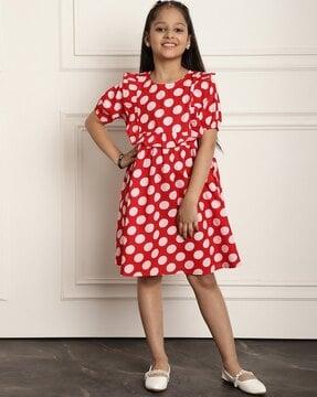 girls polka-dot print a-line dress