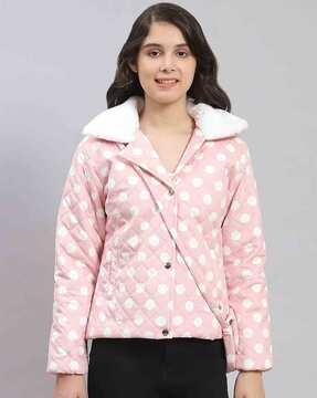 girls polka-dot print jacket with inset pockets