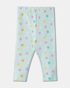 girls polka-dot print leggings with elasticated waist