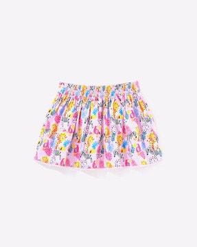 girls printed a-line skirt with semi-elasticated waist
