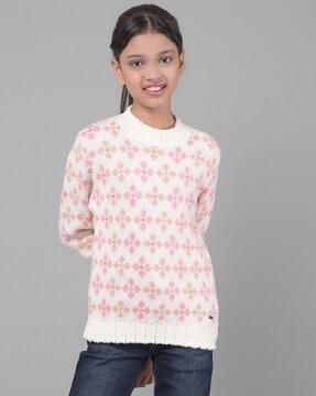 girls printed cardigans with ribbed hem