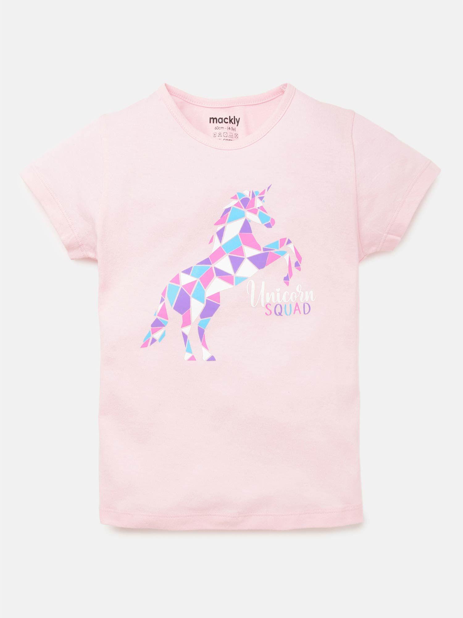 girls printed light pink t-shirt