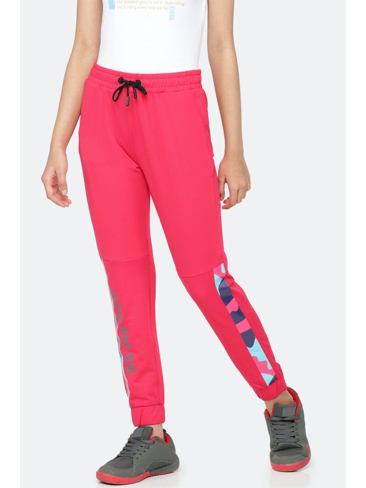 girls printed pink jogger pants