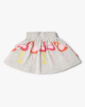 girls printed regular fit flared skirt