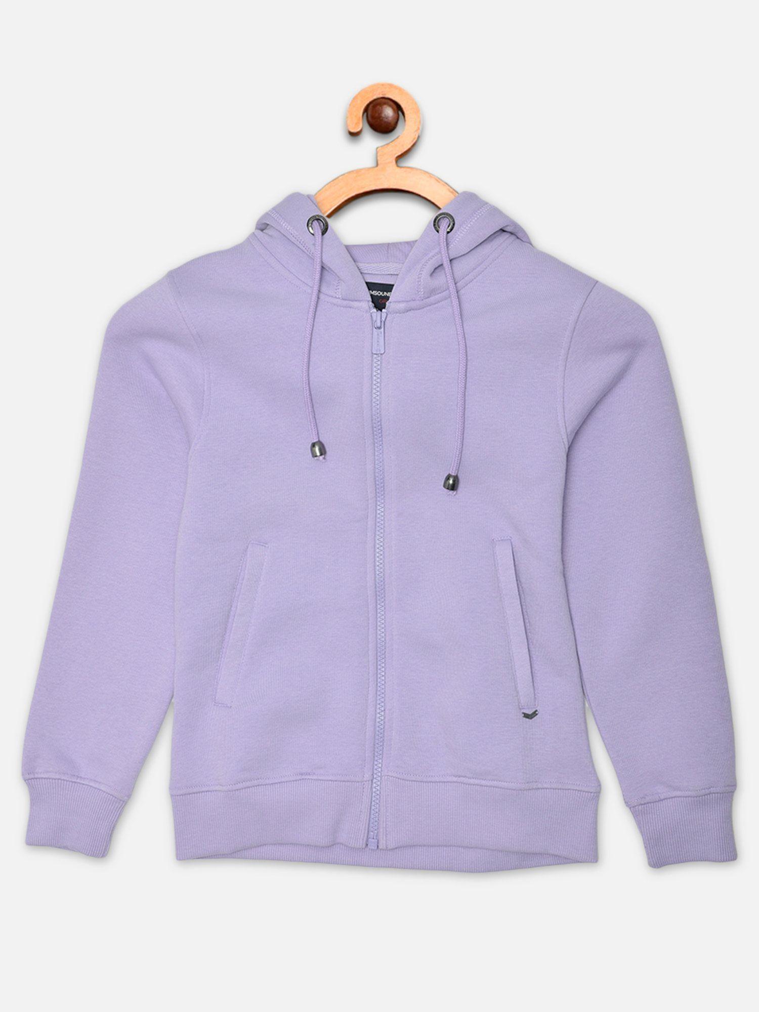 girls purple solid hooded sweatshirt