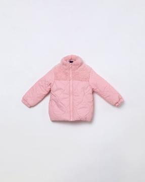 girls quilted zip-front bomber jacket