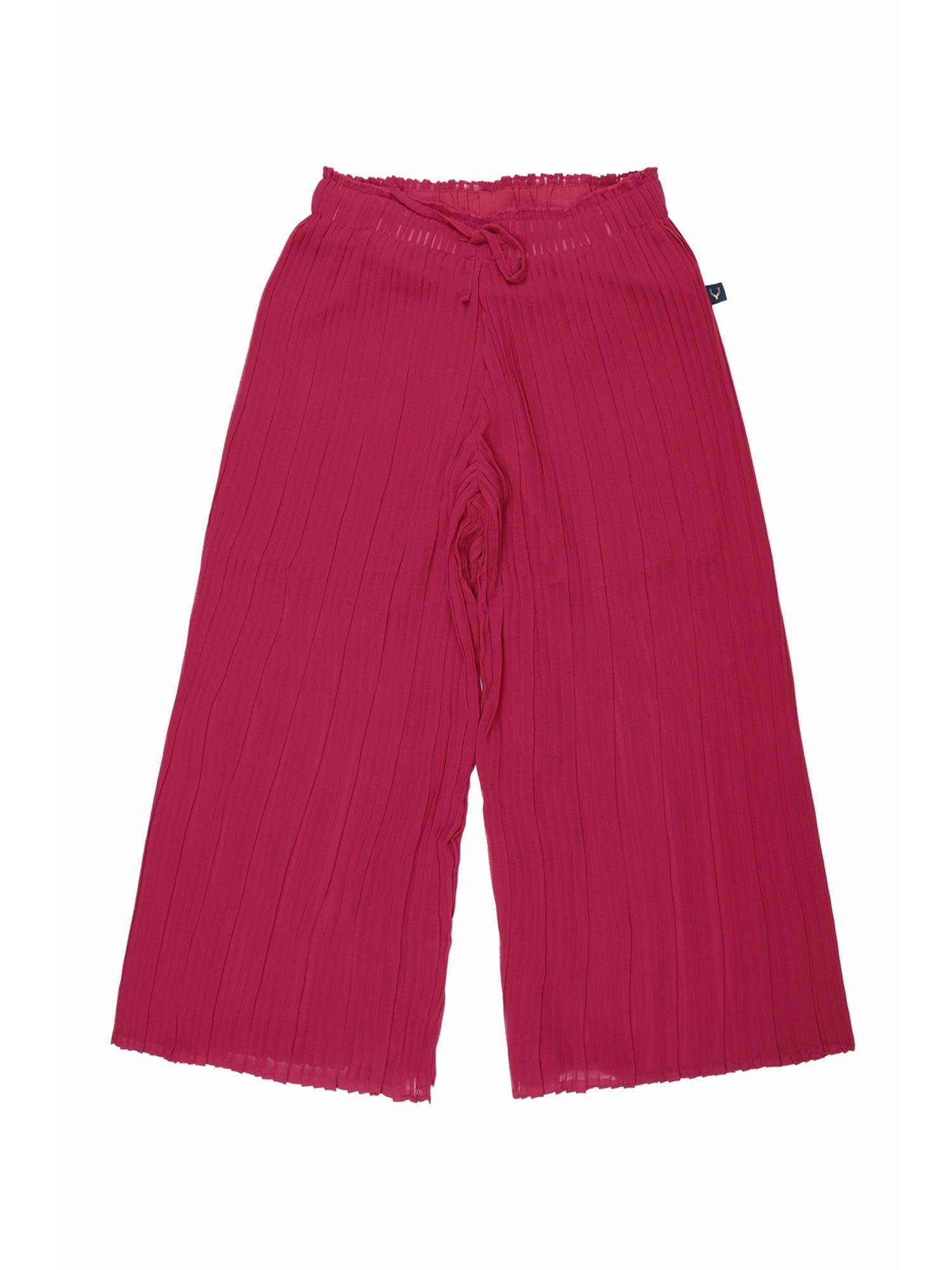 girls red solid trousers