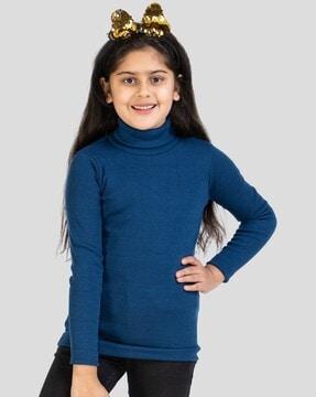 girls ribbed high-neck pullover