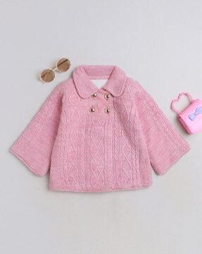 girls ribbed knitted cardigan with button-closure