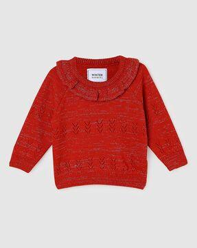 girls round-neck pullover with full-sleeves