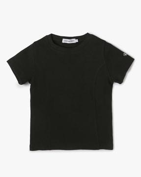girls round-neck ribbed top