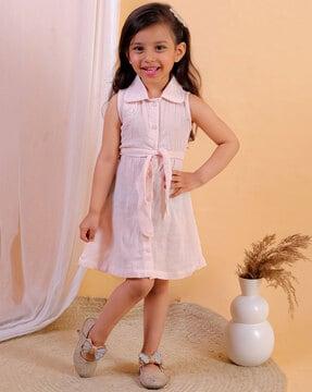 girls shirt dress with tie-up detail
