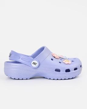 girls slip-on clogs with floral applique
