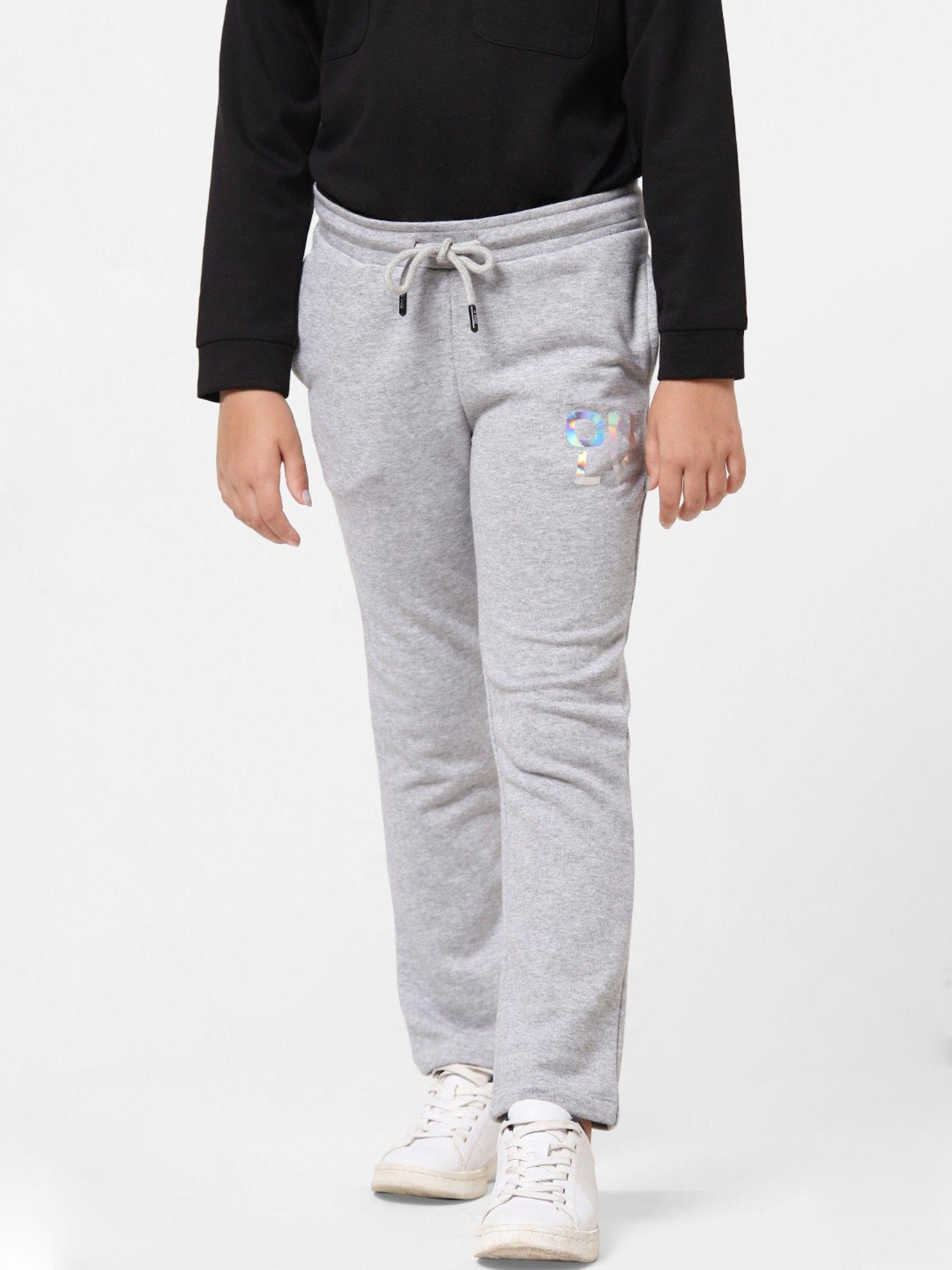 girls solid casual grey trackpant