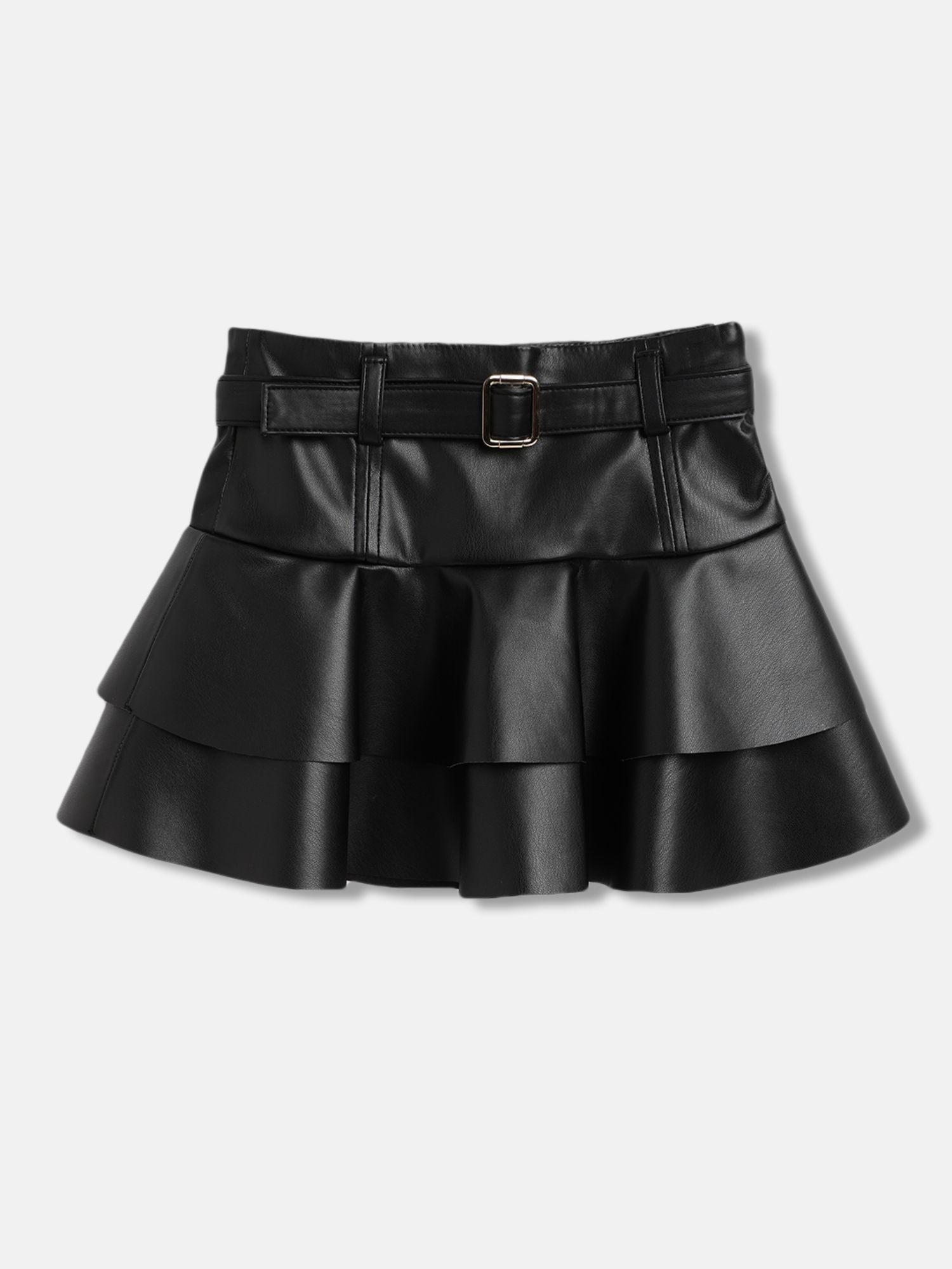 girls solid flared skirt (set of 2)
