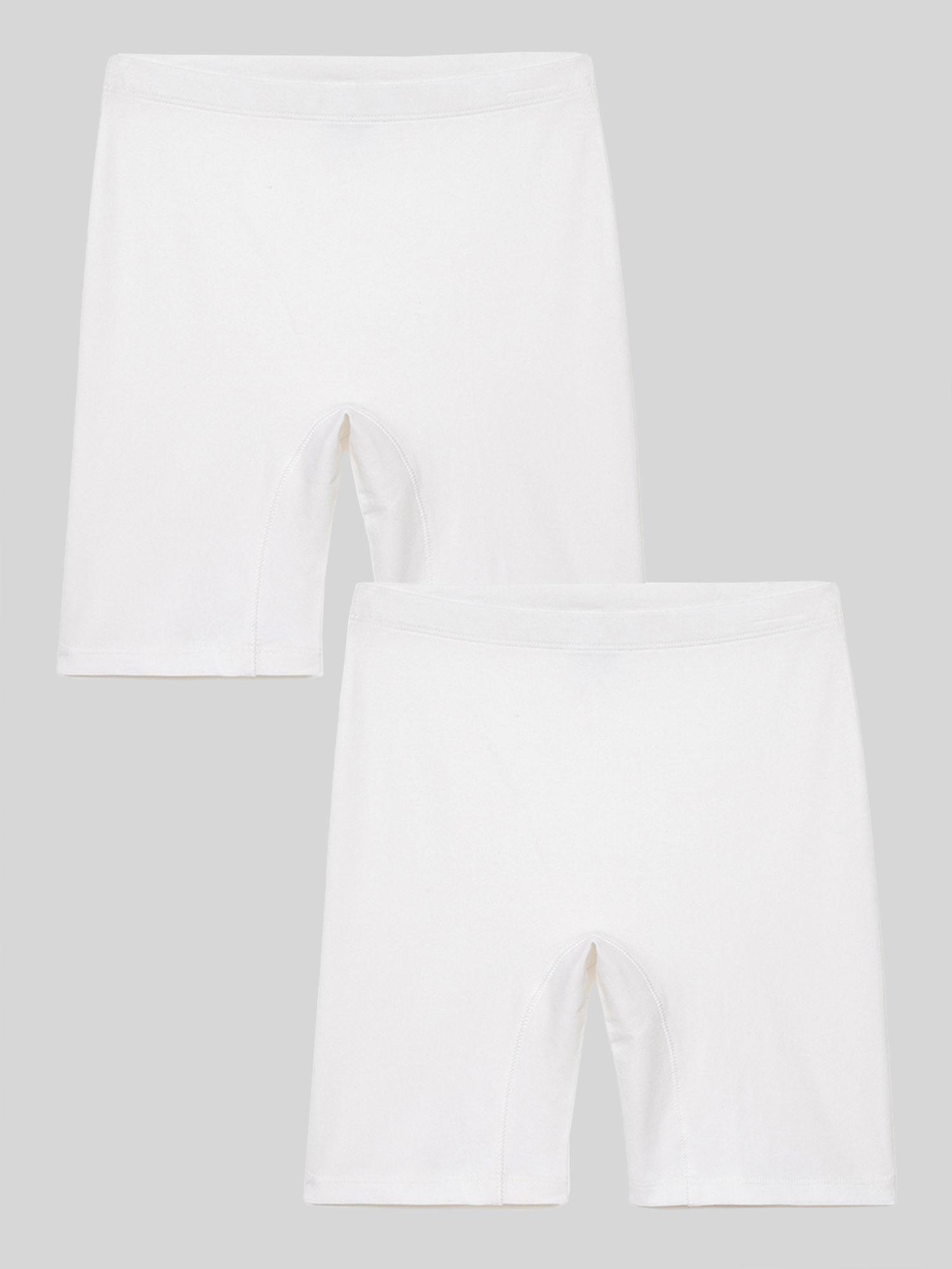 girls solid inner shorts white (pack of 2)