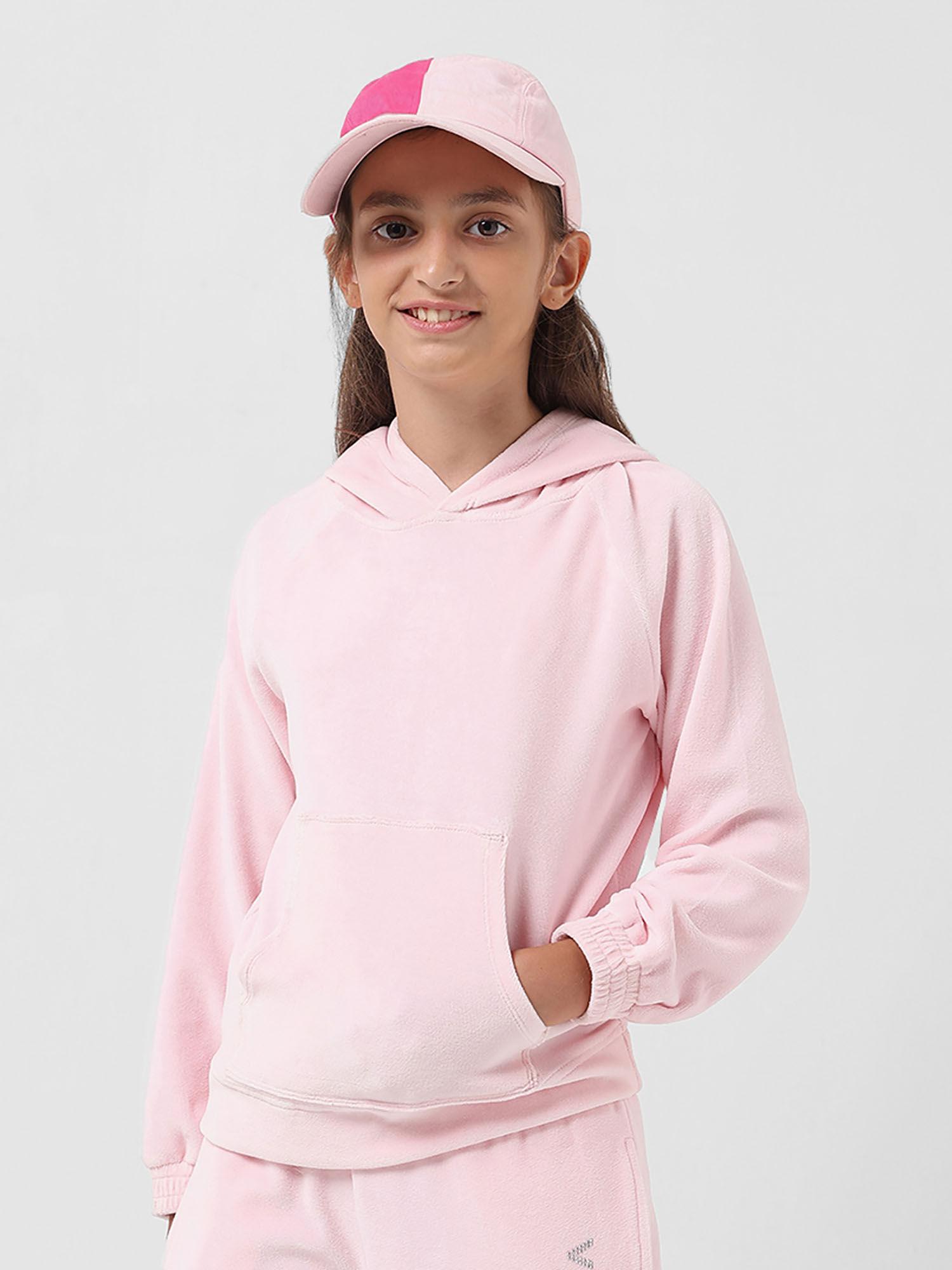 girls solid pink hoodie