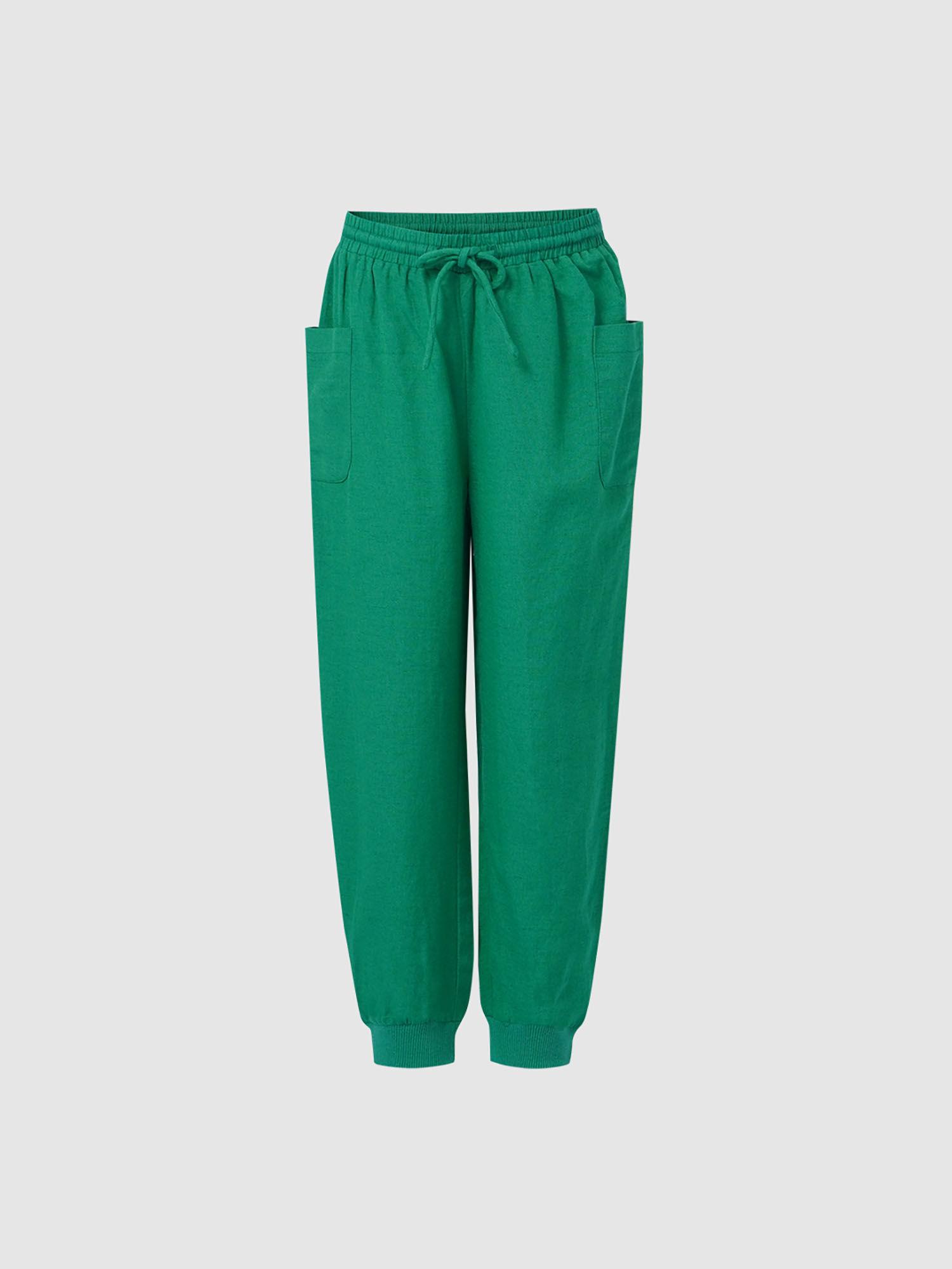 girls solid-plain green trackpant