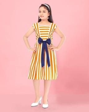 girls striped fit & flared dress