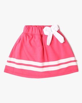 girls striped flared skirt with bow accent