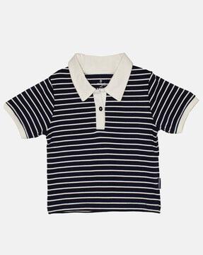 girls striped regular fit polo t-shirt