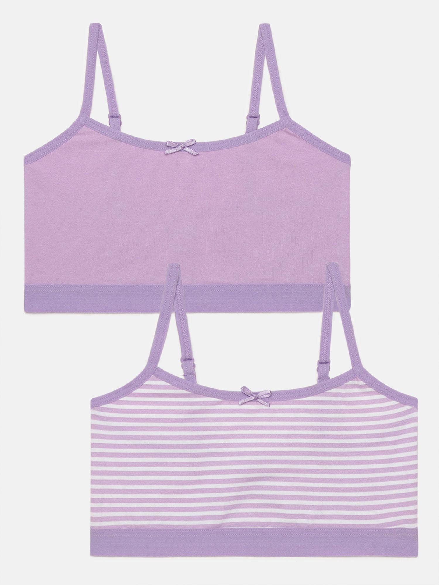 girls stripes cotton bra purple (pack of 2)