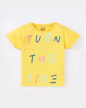girls sustainable text printed t-shirt