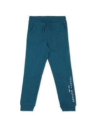 girls teal essential embroidered logo slim fit joggers