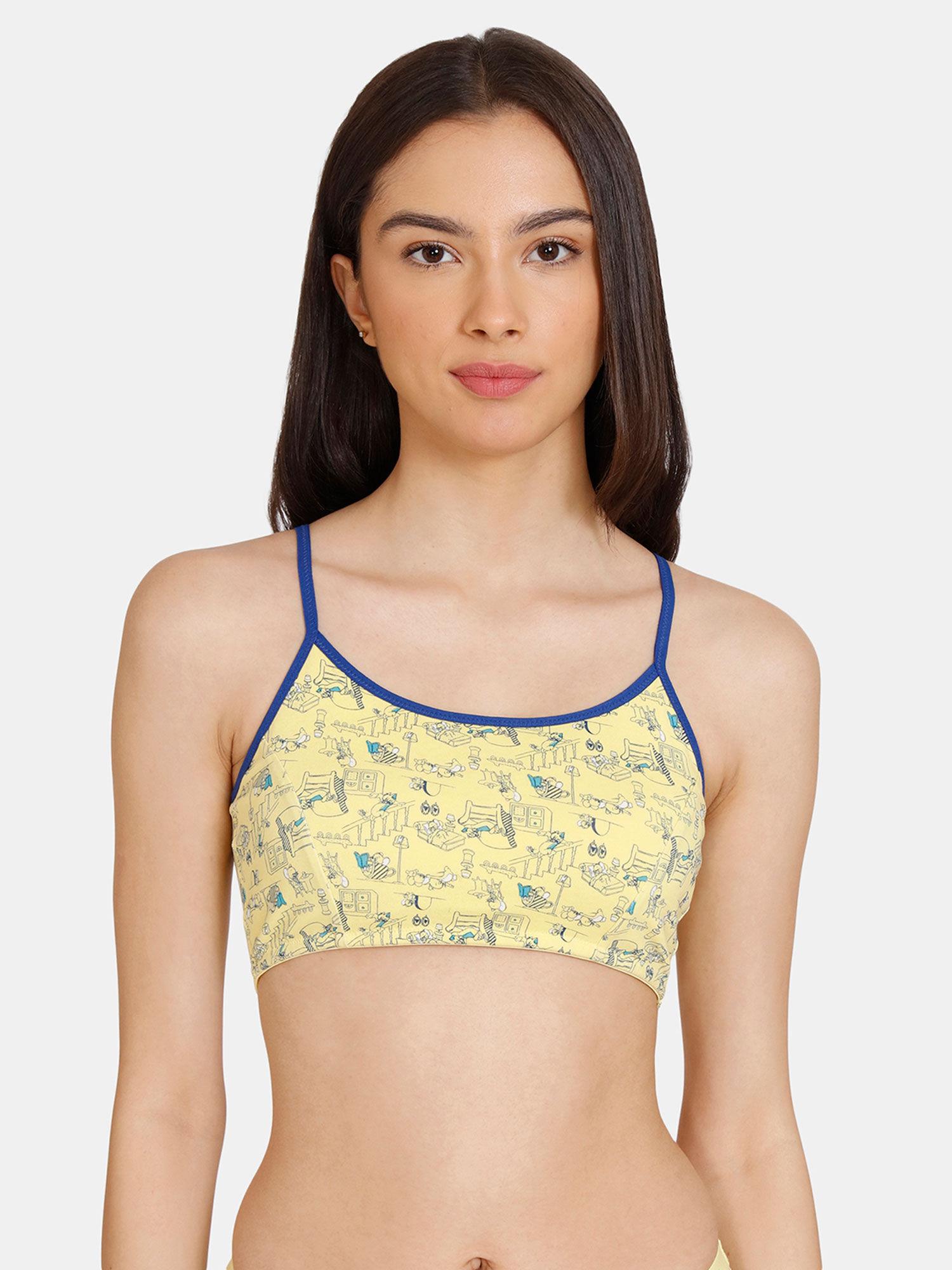 girls tom & jerry double layered non wired bra pale marigold yellow