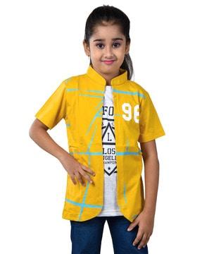 girls typographic print t-shirt with attached shrug