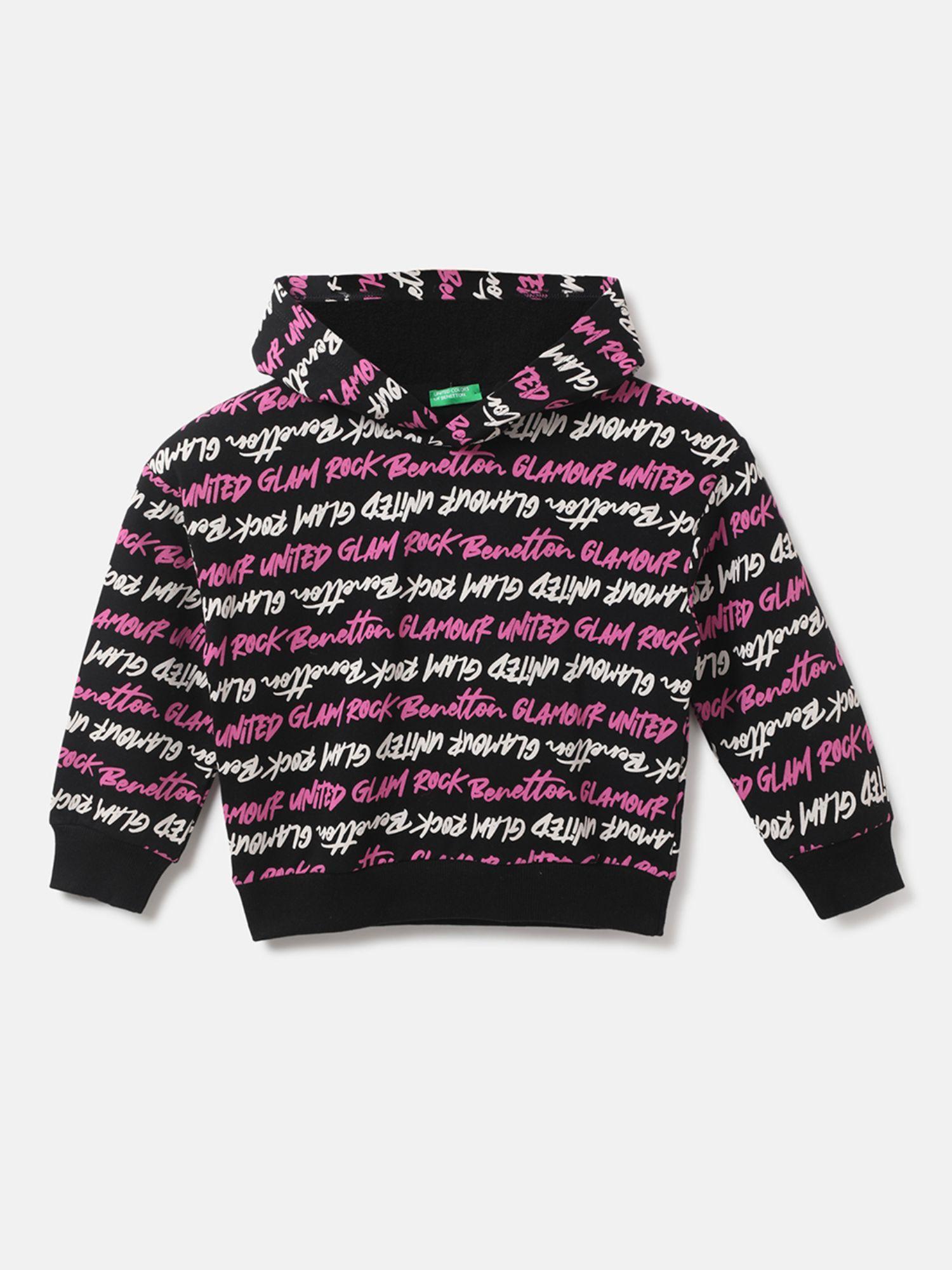 girls typography hooded neck hoodies
