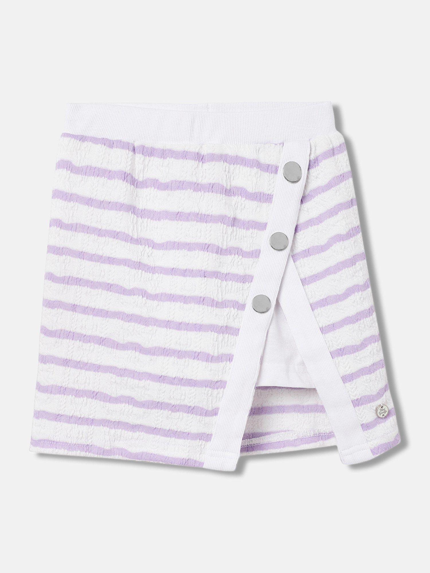 girls white striped regular fit mid-rise skirt