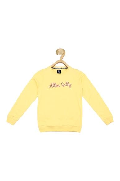 girls yellow embellished regular fit sweatshirt