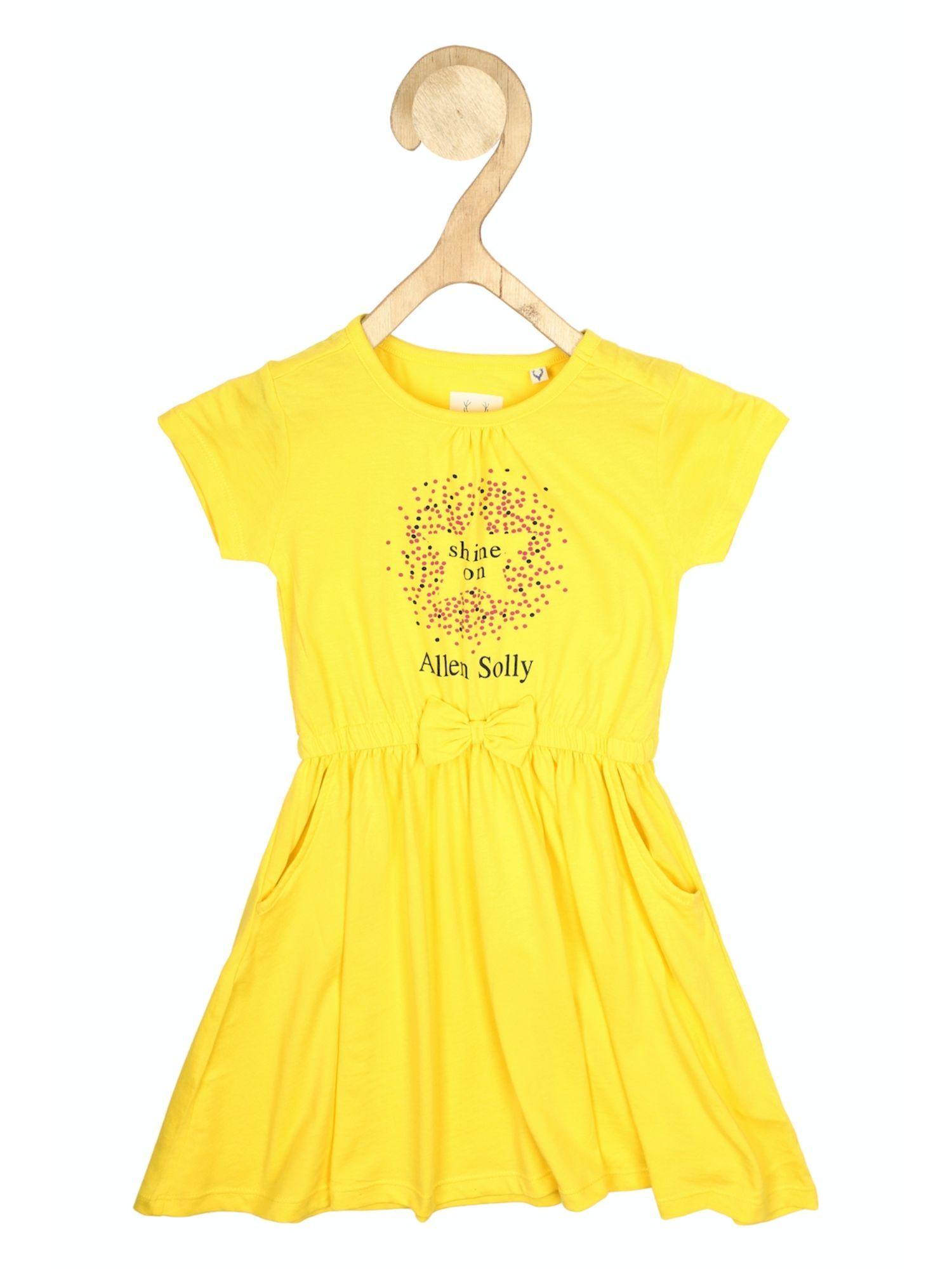 girls yellow graphic print regular fit casual dress