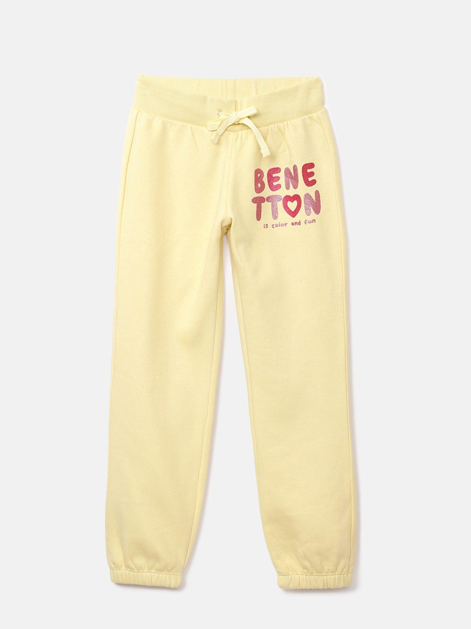 girls yellow knitted logo joggers