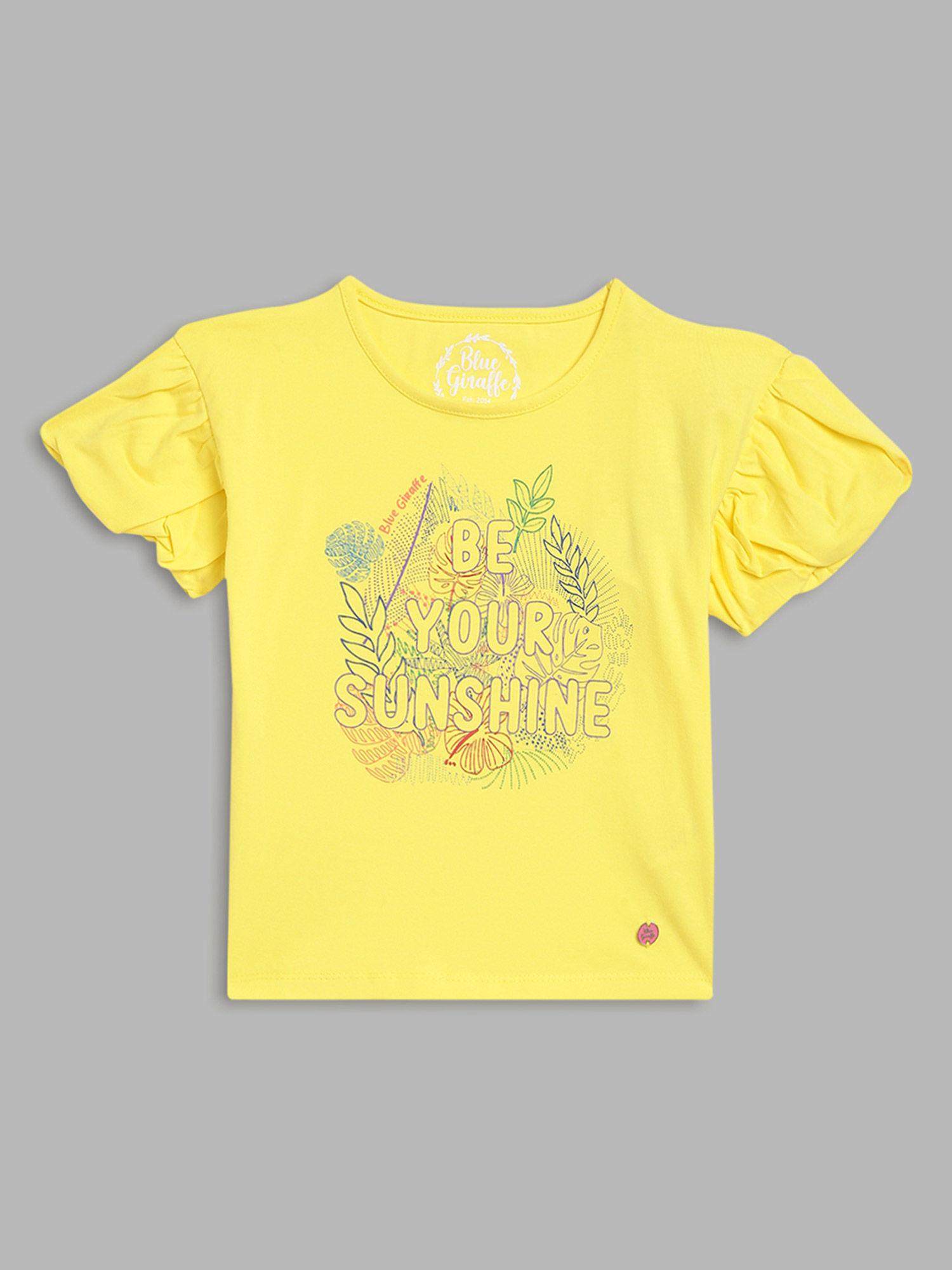 girls yellow printed t-shirt