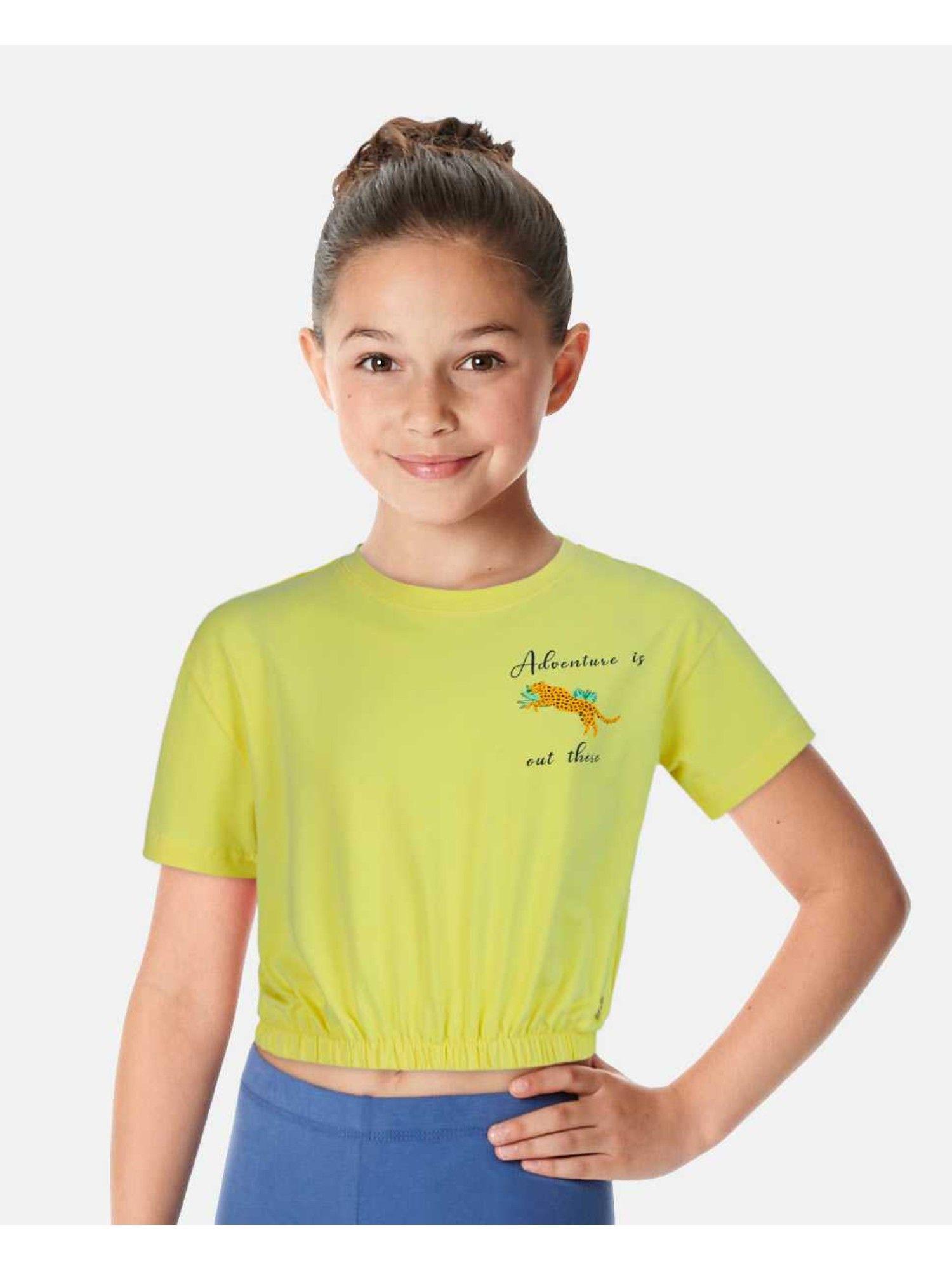 girls yellow printed top