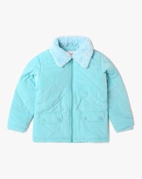 girls zip-front quilted jacket
