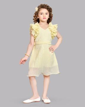 girls a-line dress with ruffle detail