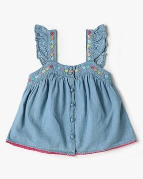 girls a-line top with embroidery