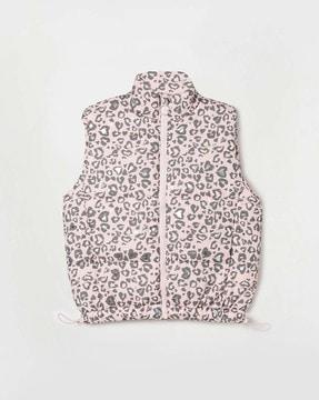 girls animal print zip-front jacket