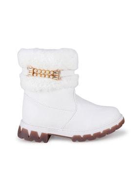 girls ankle-length boots with embellishments